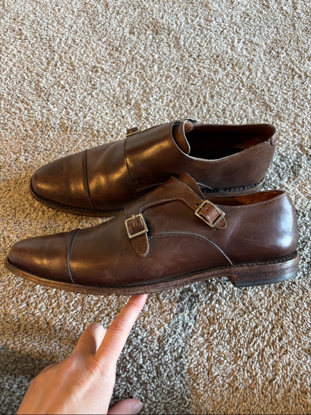 Allen Edmonds Dark Brown Double Monk Strap Leather Oxfords